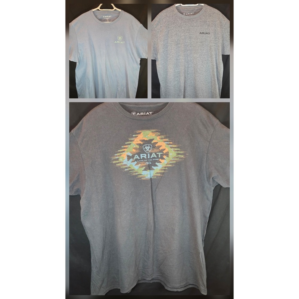 Ariat Lot of 3 Mens XL T Shirts Blue Gray Graphic‎ Short Sleeve Cotton Buckle
